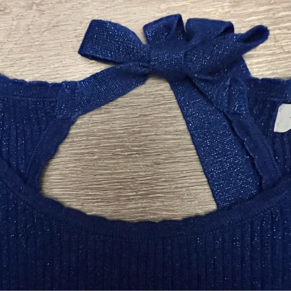 Womens Lurex Holiday Keyhole Tie Back Sweater Size Small - Picture 3 of 5